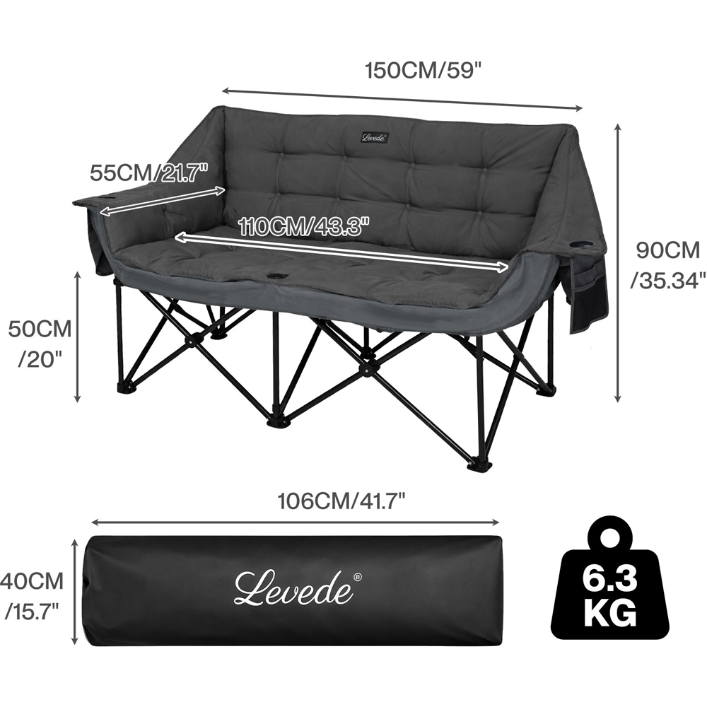 Levede 2 Seater Foldable Camping Chair Image 9