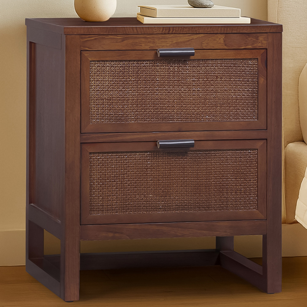 Teamson Home Hatteras 2 Drawer Walnut Nightstand Image 1