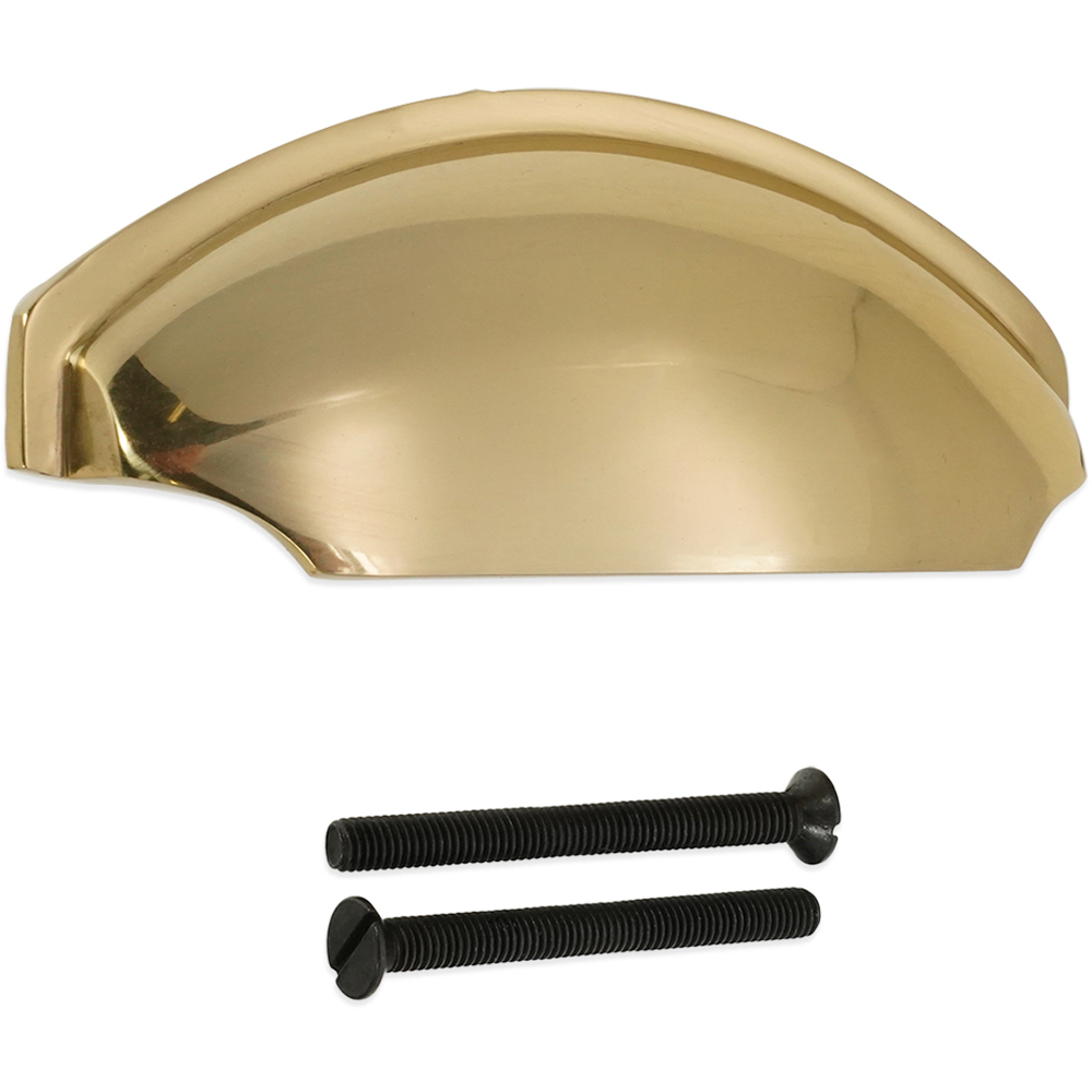 Spira Brass Tulip Polished Brass Cup Pull Drawer Handle Image 4