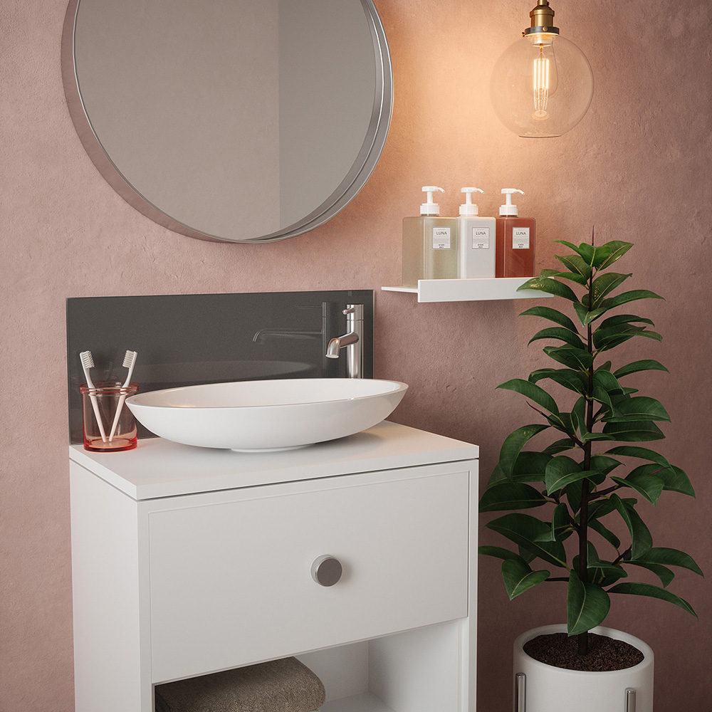 Charcoal Glass Bathroom Splashback 500 x 250 x 4mm Image 4