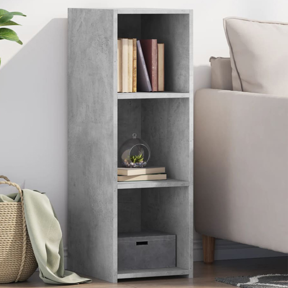 vidaXL 3 Shelf Concrete Grey Wooden Sideboard Image 1