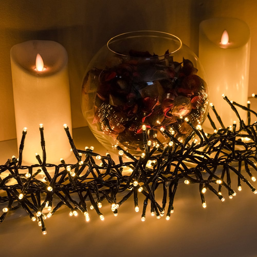 The Christmas Centre 480 Warm White LED Multifunction Green Cable Cluster Light 7.2m Image 2