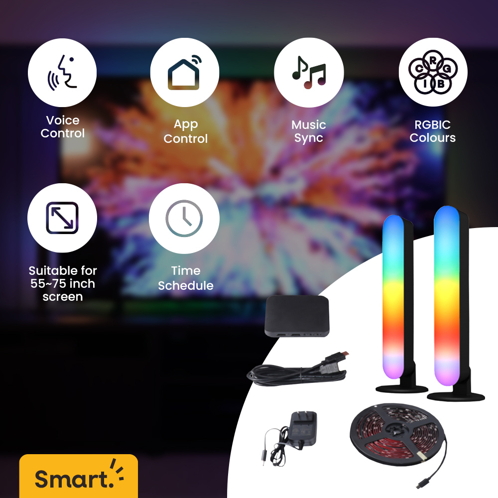 ValueLights Smart App-Control RGBIC TV Backlight LED and Light Bars Kit Image 2