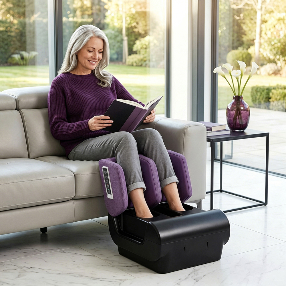 HOMCOM 2-in-1 Multicolour Foot Massager Machine and Ottoman with Heat Image 2