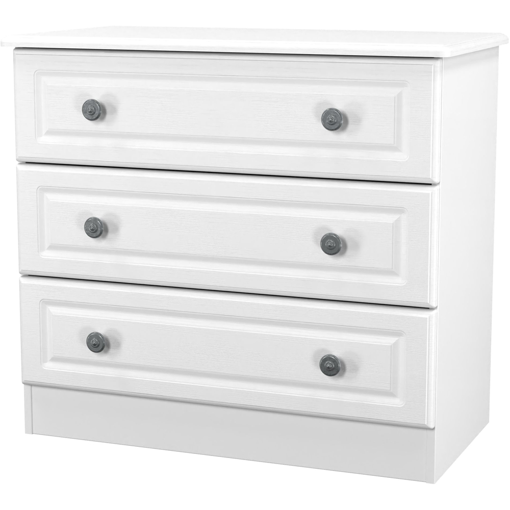 Crowndale Pembroke 3 Drawer Matt White Chest of Drawers Ready Assembled Image 3