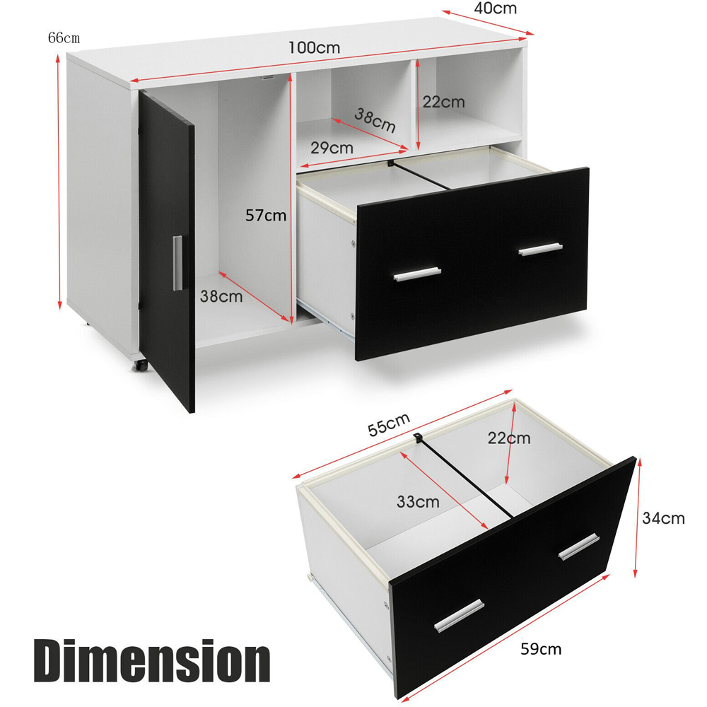 Costway Mobile Printer Stand Cabinet with 5 Caster Image 9