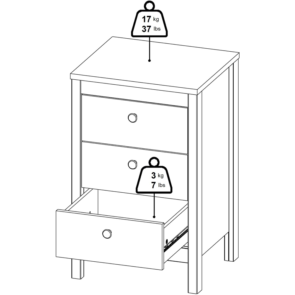 Florence Madrid 3 Drawer Cashmere Bedside Table Image 8