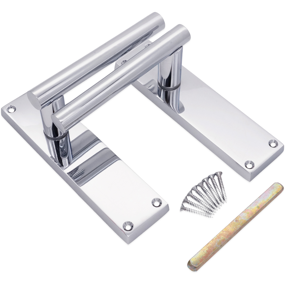Spira Brass Jura Polished Chrome Lever on Backplate Door Handle with Latch 2 Pack Image 3