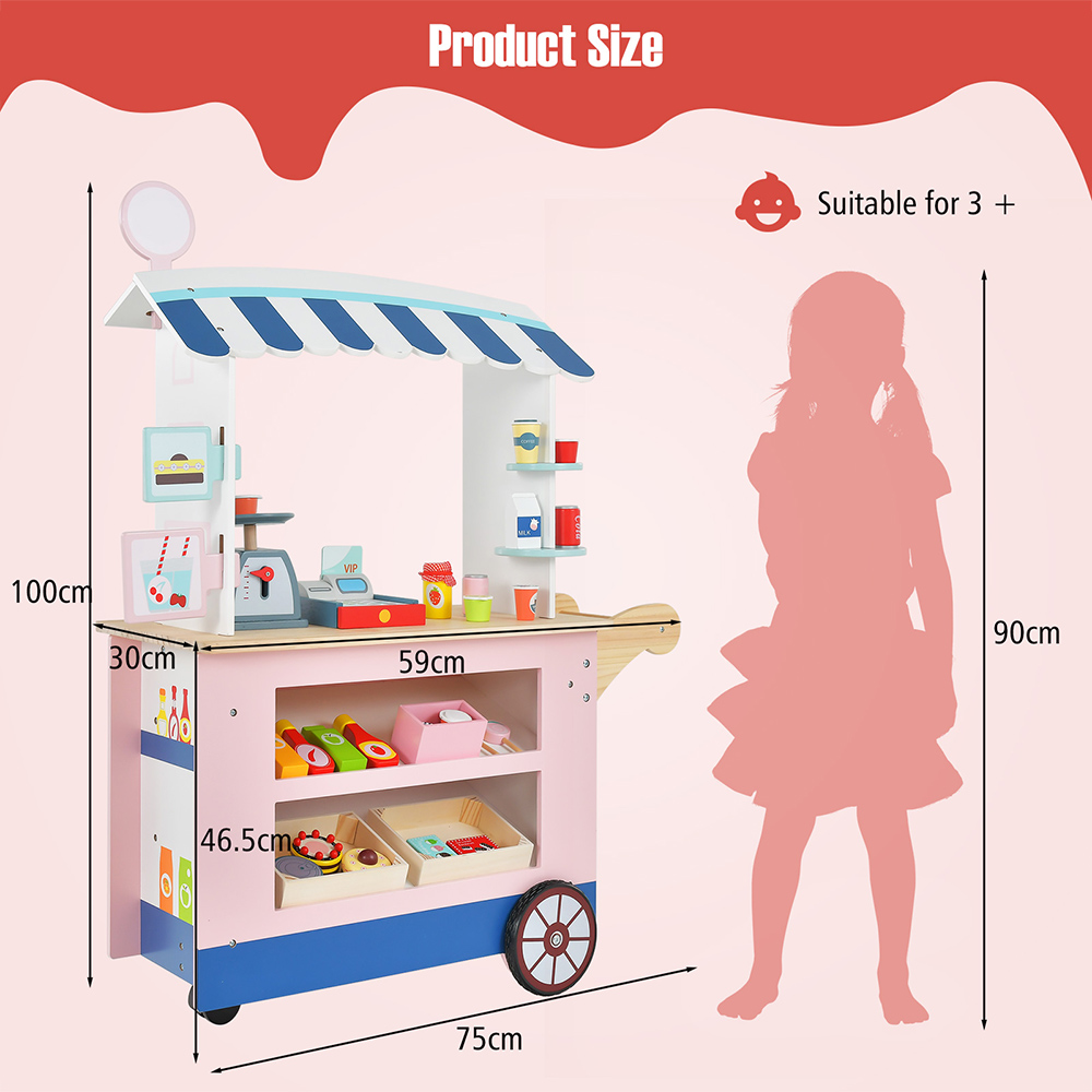 Costway Toy Cart Play Set with POS Machine and Lovely Scale Image 9
