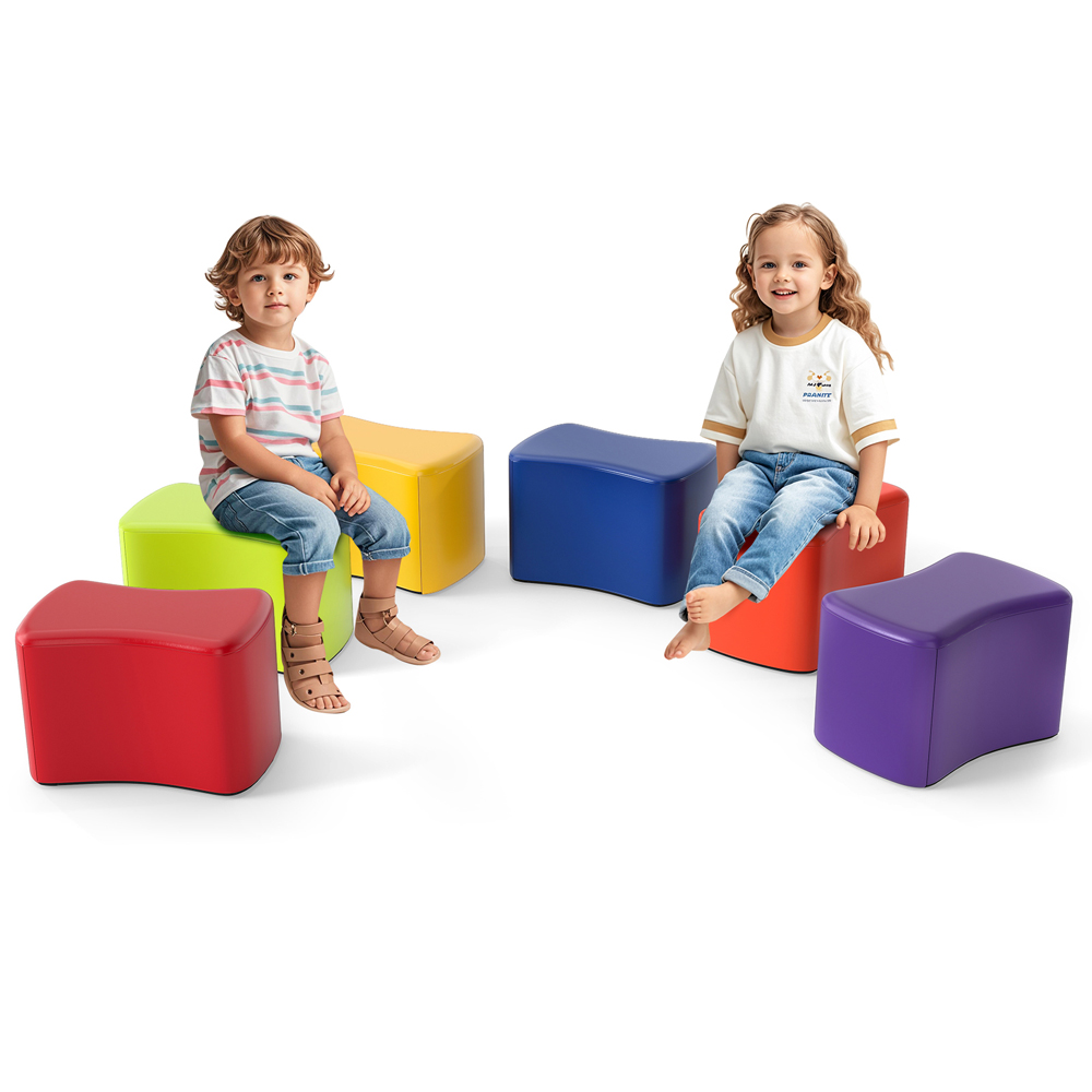 Costway Rainbow Butterfly Stools Modular Soft Foam Seating Set 6 Pack Image 3