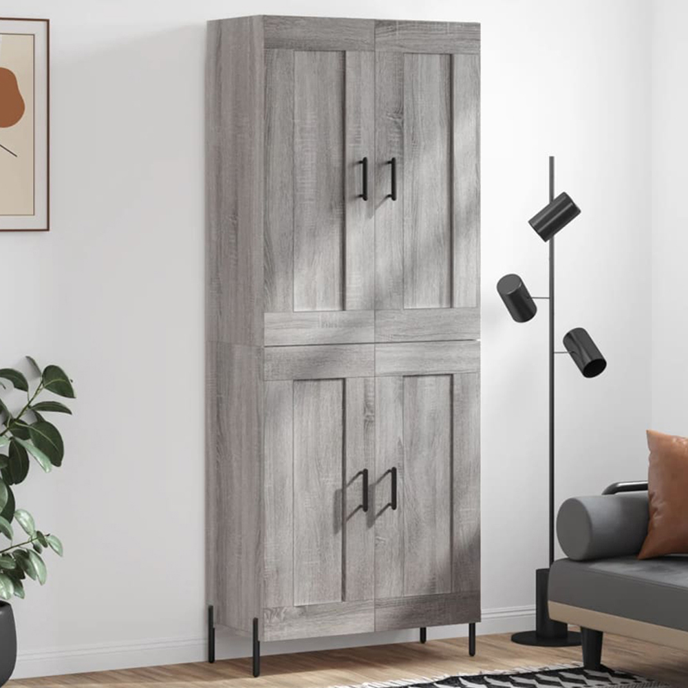 vidaXL 4 Door Grey Sonoma Highboard Image 1
