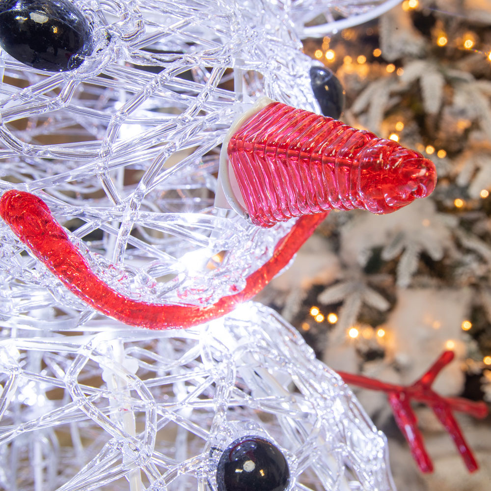 The Christmas Centre 100 Cool White LED Acrylic Light-Up Snowman 2.6ft Image 4