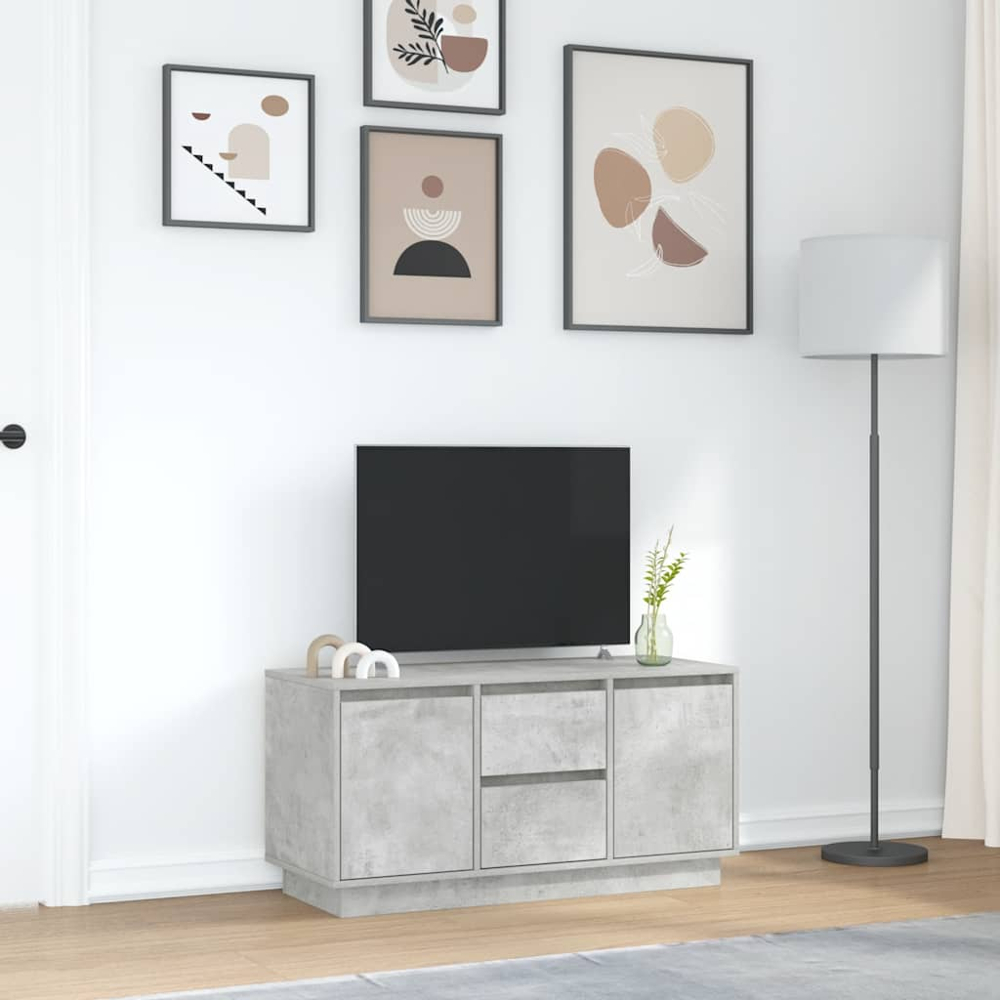 vidaXL 2 Door 2 Drawer Concrete Grey TV Cabinet with LED Lights Image 4