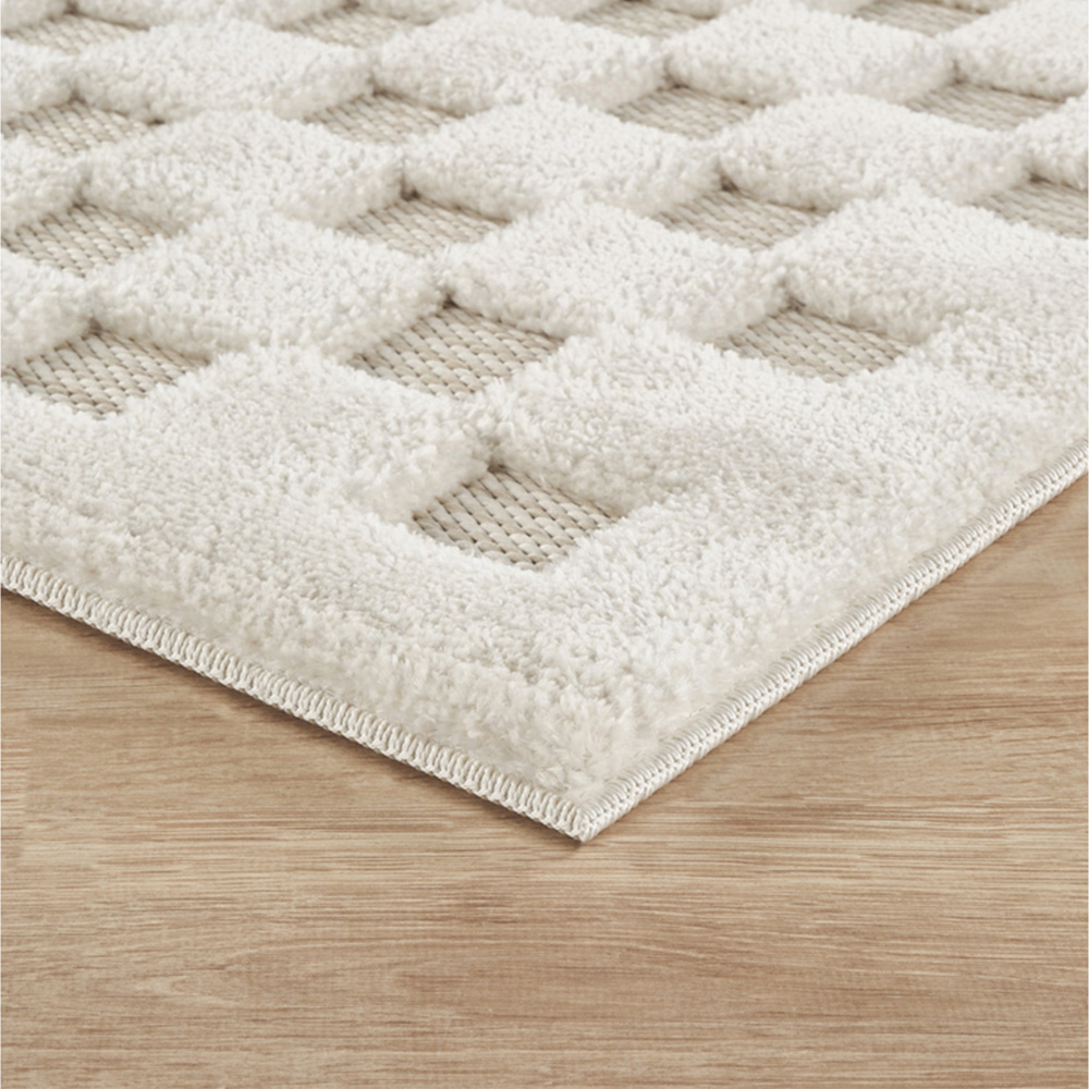 Freya Living Room Area Rug Contemporary 3D Embossed Modern Cubed Design - Cream 200cm x 290cm Image 5