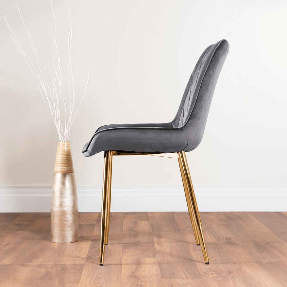 Furniturebox Tavolo Cesano 6 Seater Dining Set Gold and Grey Image 4