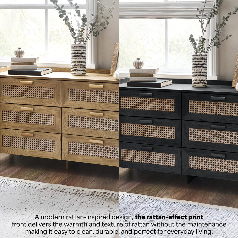 Julian Bowen Sydney 6 Drawer Black Ash Wide Chest of Drawers Image 8