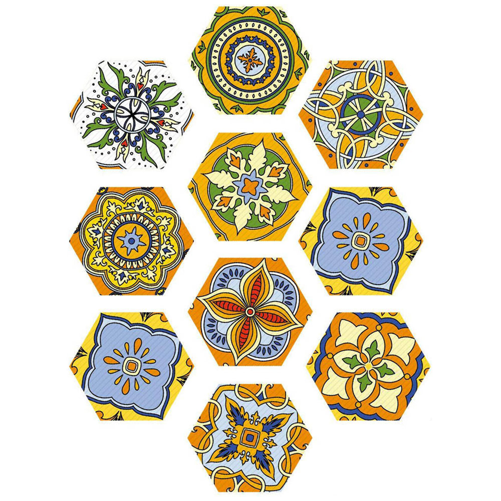 Walplus Light Orange Floral Hexagon Floor Tile Stickers 10 Pack Image 2