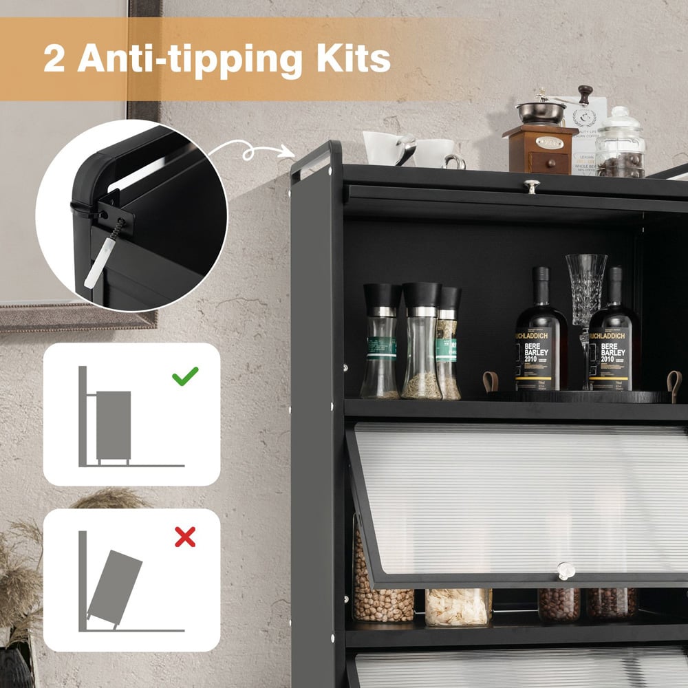 Costway 4 Shelf Black Kitchen Storage Rack Image 5