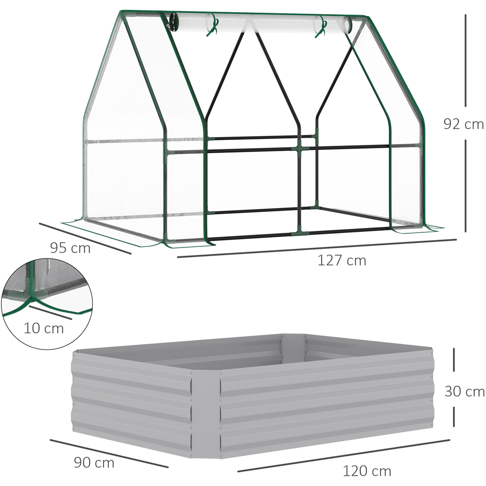 Outsunny Steel Raised Garden Bed Planter with Greenhouse Image 8