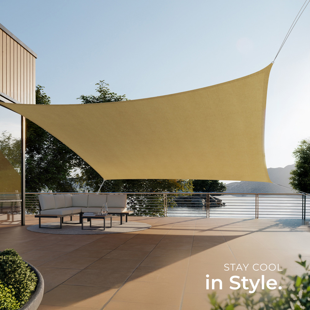 tectake Sonny Sand Water-Resistant Sun Shade Sail 300 x 500cm Image 7