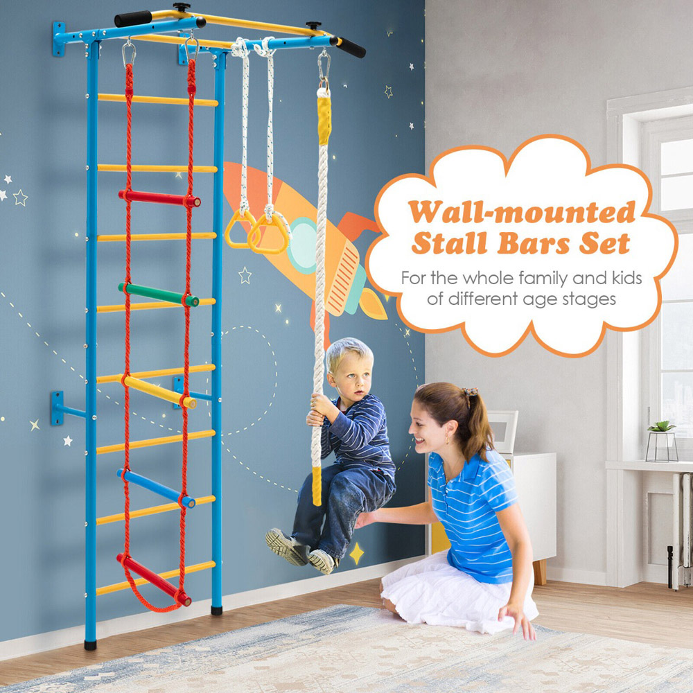 Costway Yellow and Blue Ladder Set with Climbing Frame Image 5