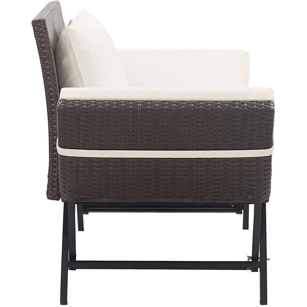 vidaXL 2 in 1 Brown PE Rattan Garden Bench with Cushions Image 4