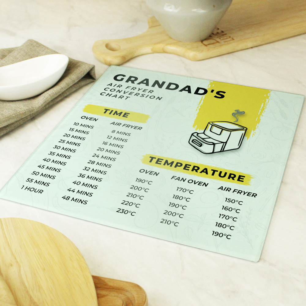 Personalised Memento Company Personalised Air Fryer Chart Glass Chopping Board Image 2