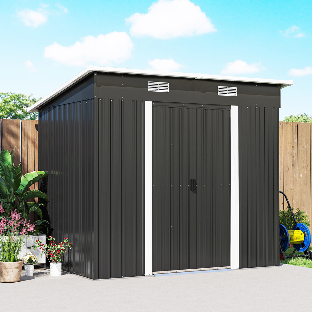 Outsunny 7 x 4ft Black Garden Storage Shed Image 4