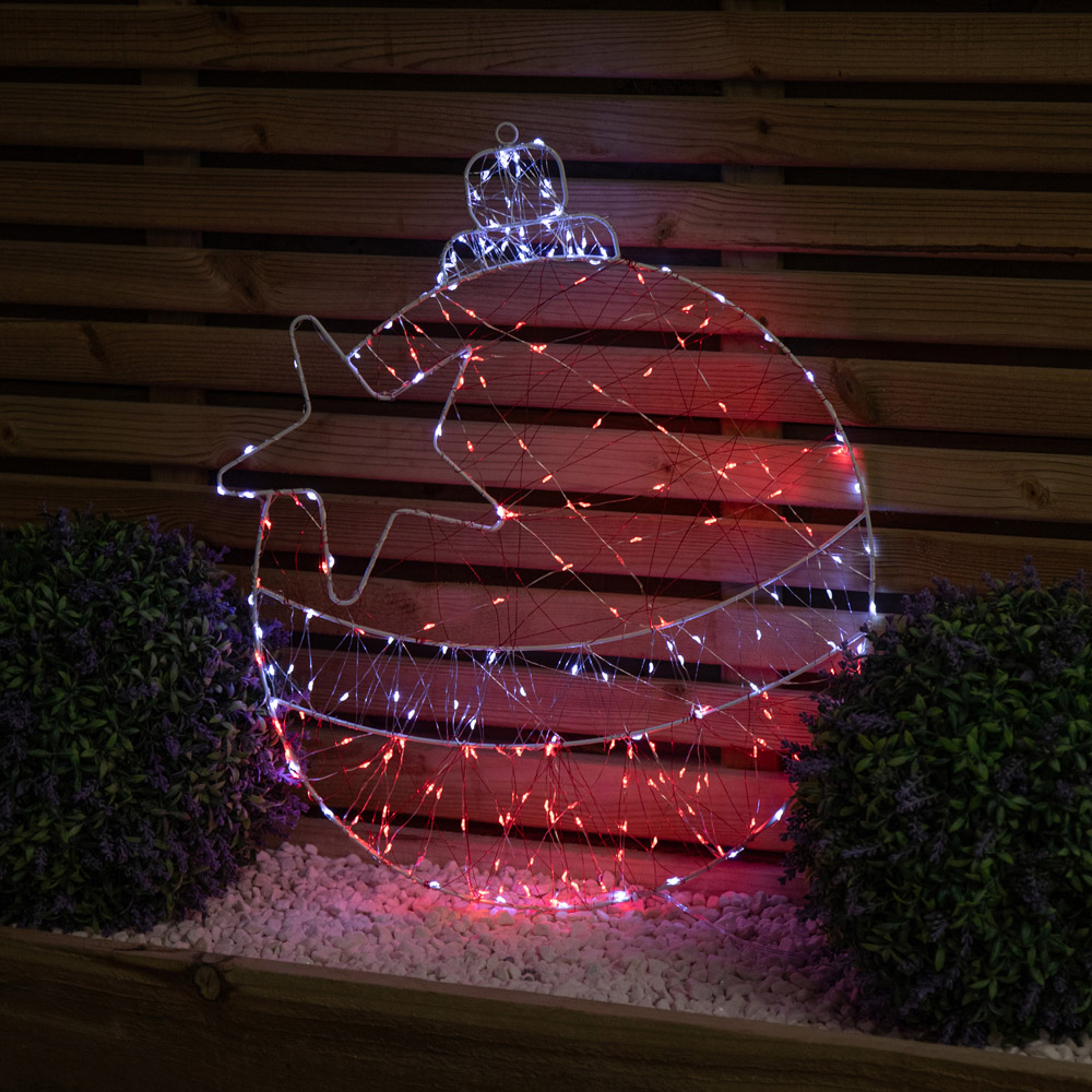 Samuel Alexander 240 Red White LED Light-Up Twinkling Christmas Ball Dewdrop Silhouette 52 x 42cm Image 5