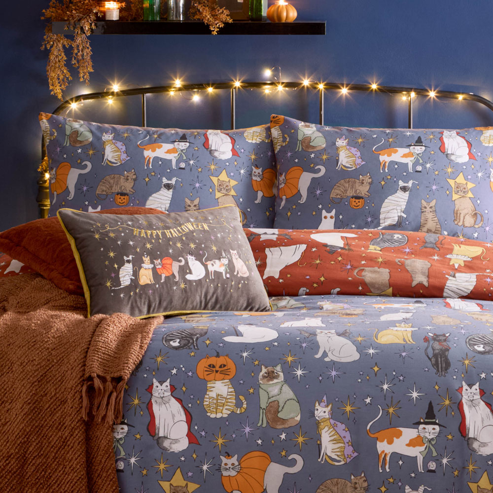 Furn Double Halloween Pawty Printed Reversible Duvet Set Image 4