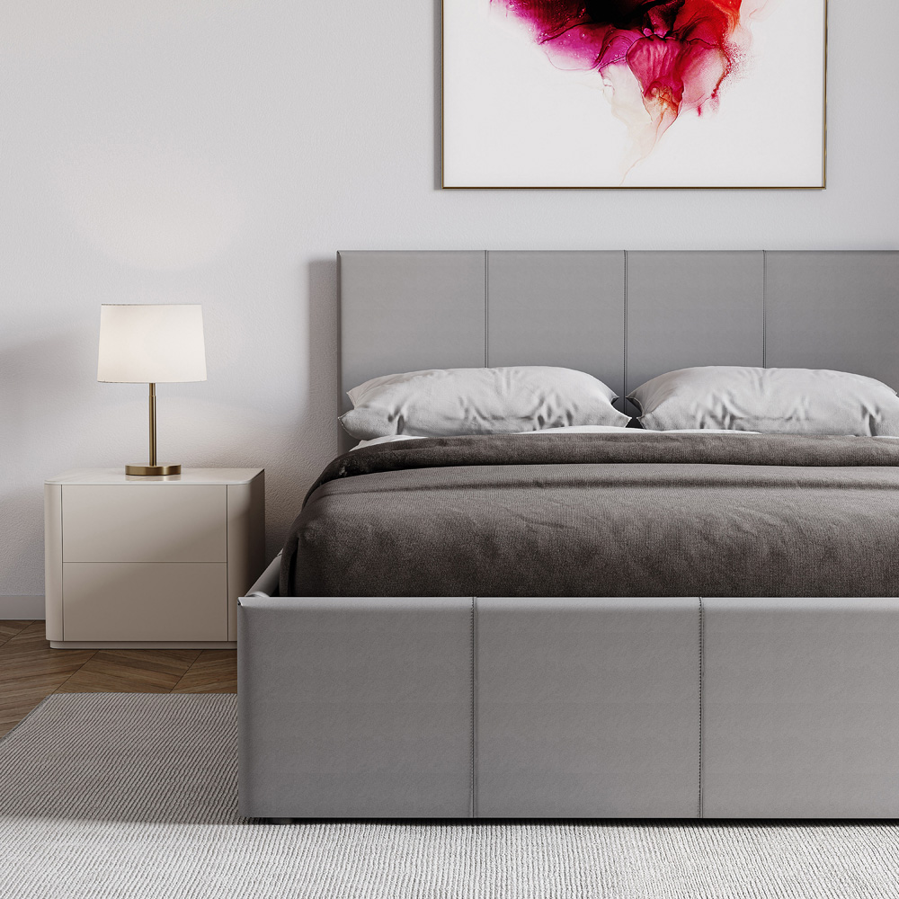 Vida Designs Lisbon Small Double Grey Ottoman Faux Leather Bed Frame Image 7