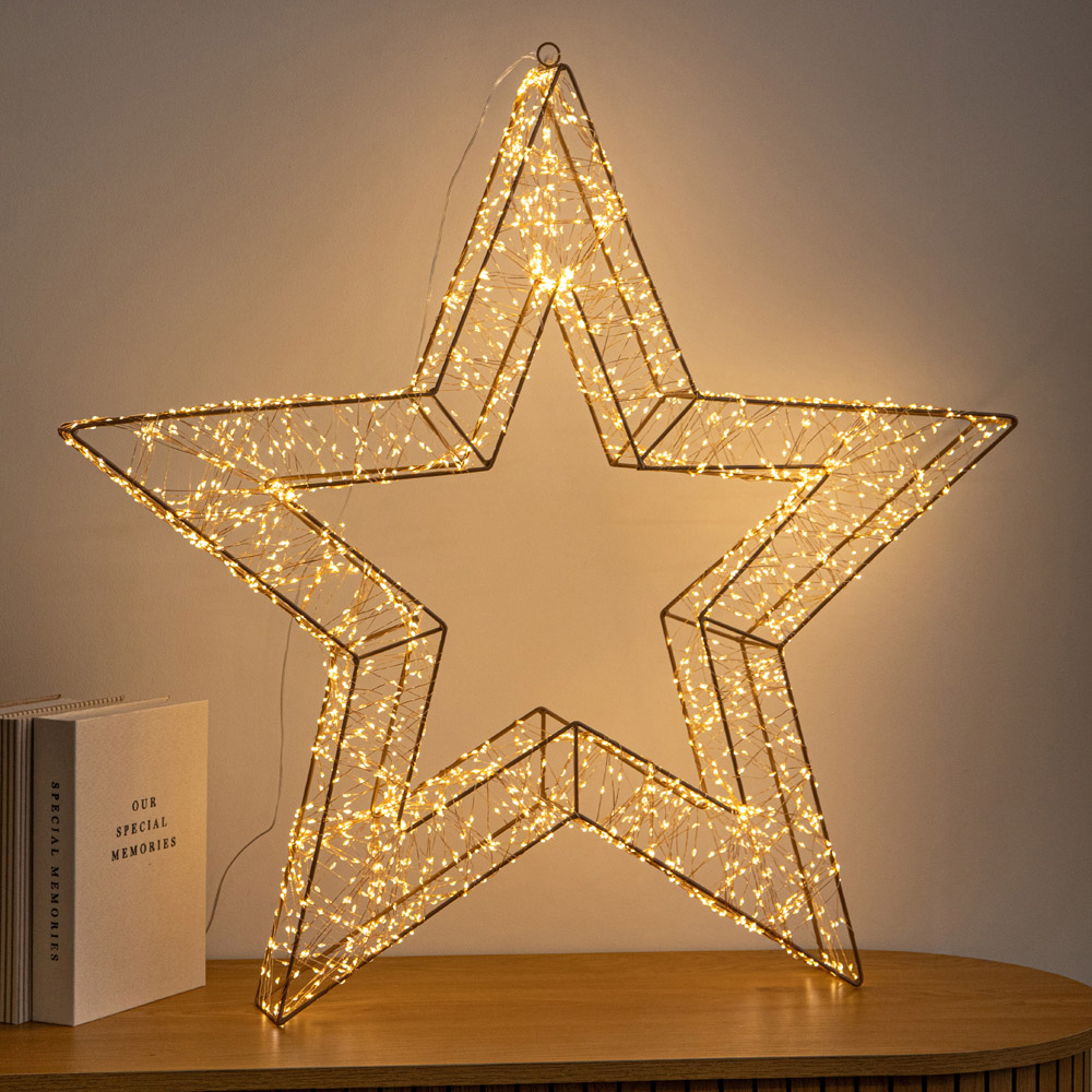 Samuel Alexander 2400 Warm White LED Light-Up Gold Christmas Star 58cm Image 7