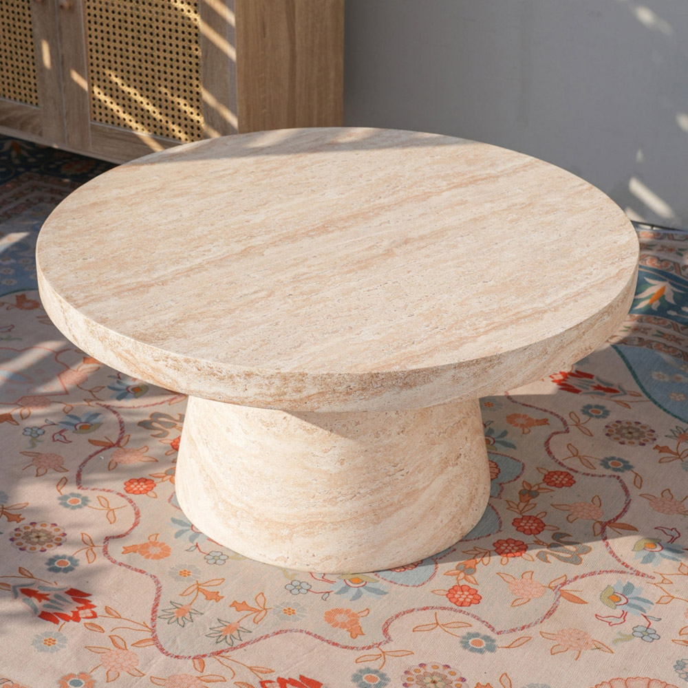 Desser Pisa Travertine Effect Pedestal Coffee Table Image 4