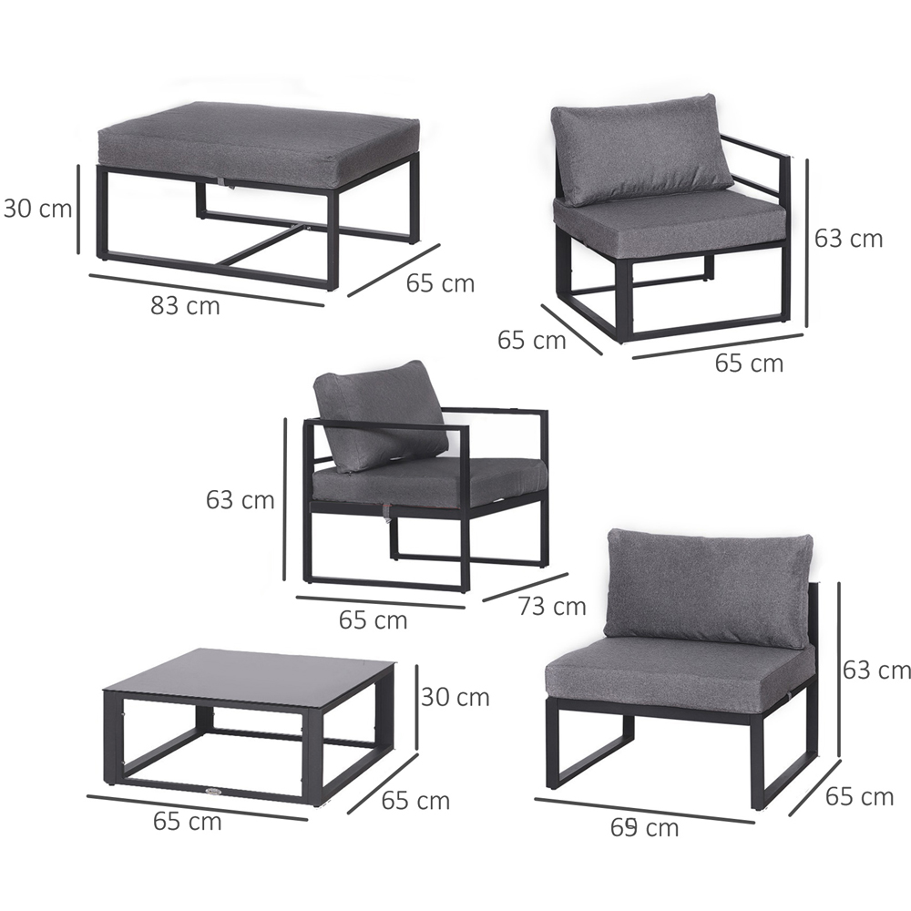 Outsunny 5 Seater Grey Sofa Lounge Set Image 7