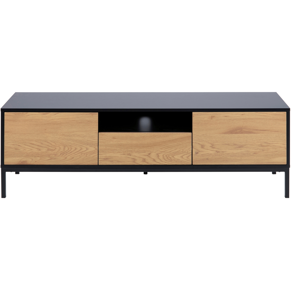 Florence Seaford 2 Door Single Drawer Single Shelf Black and Oak TV Unit Image 3