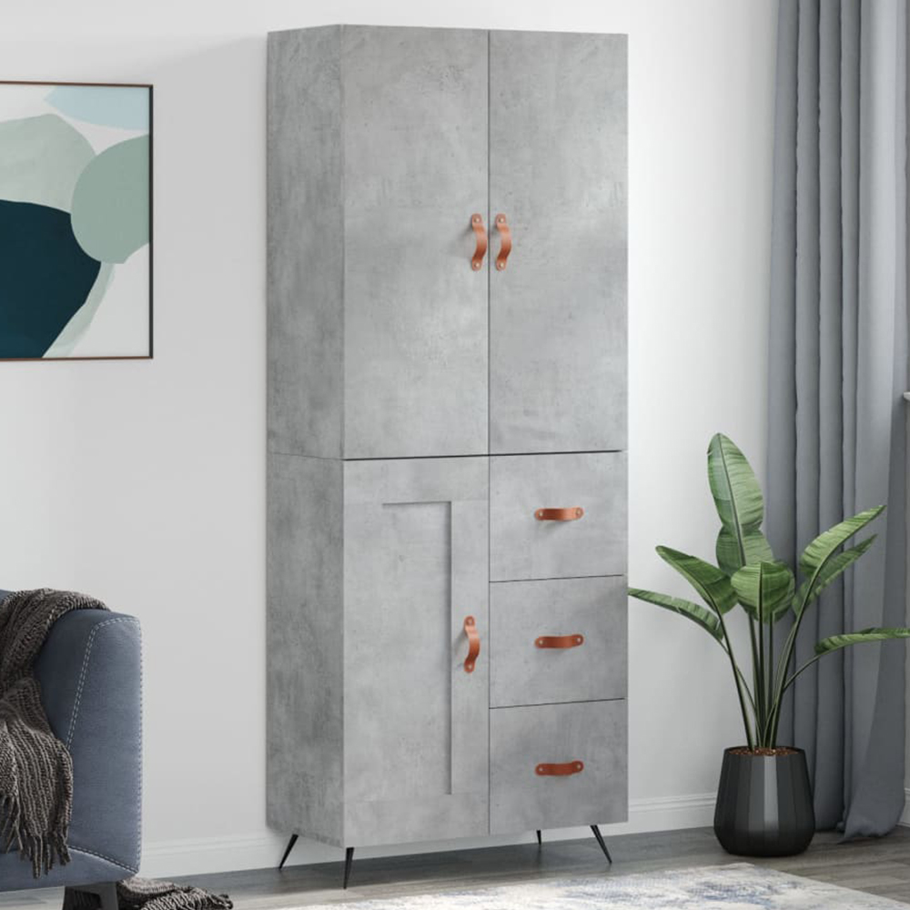 vidaXL 3 Door 3 Drawer Concrete Grey Highboard Image 1