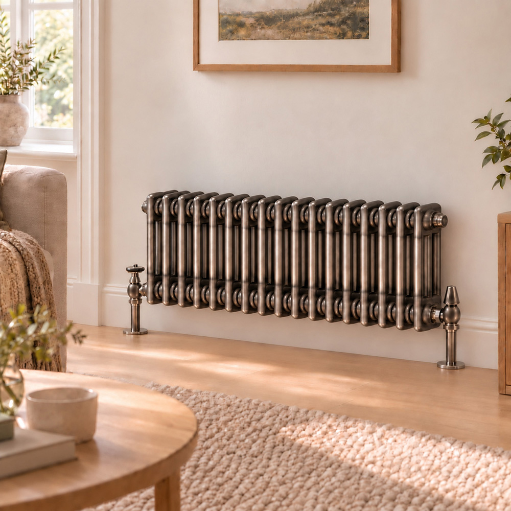 Go Bathrooms Clarence Raw Metal 3 Column Radiator 300 x 785mm Image 2