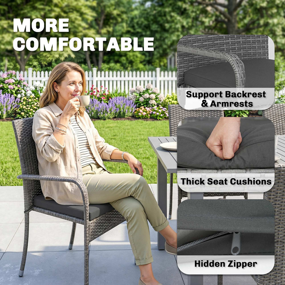 Outsunny 6 Seater Rattan Garden Furniture Set Light Grey Image 2