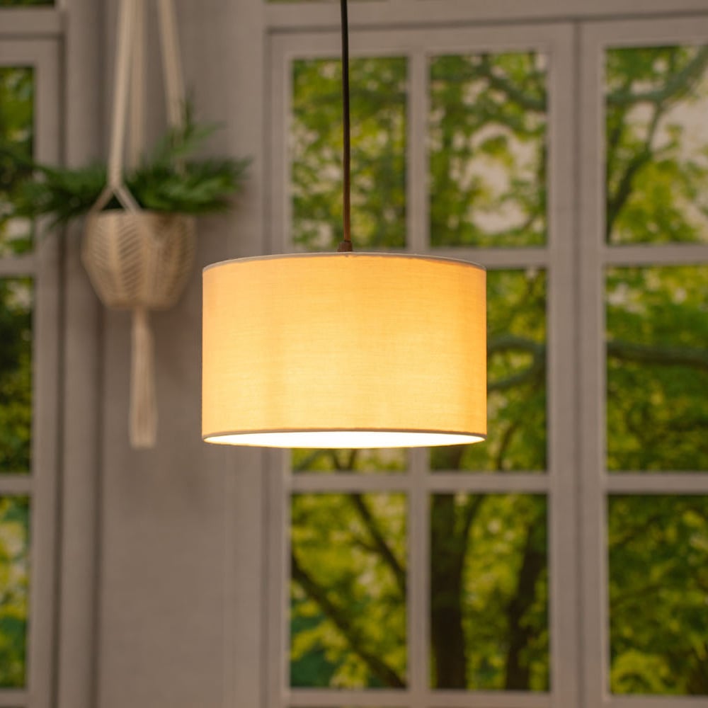 ValueLights Reni Natural Fabric Drum Ceiling Lamp Shade 25cm Image 3