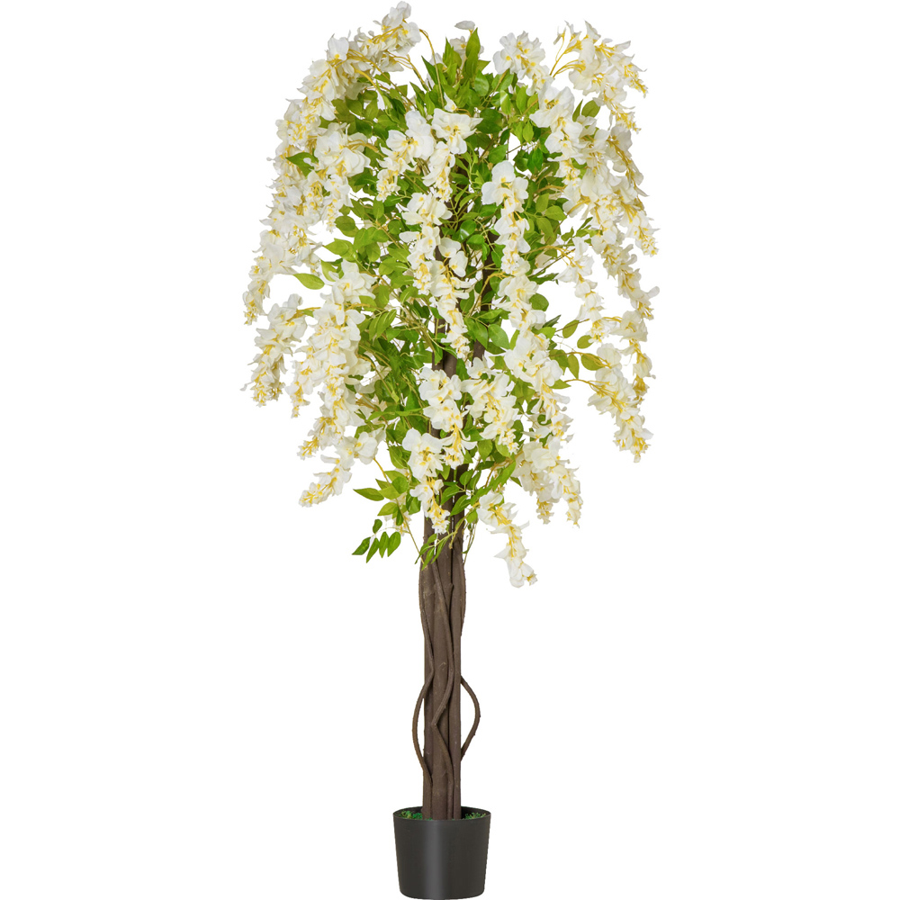 Portland White Flowers Wisteria Tree Artificial Plant In Pot 5.2ft Image 1