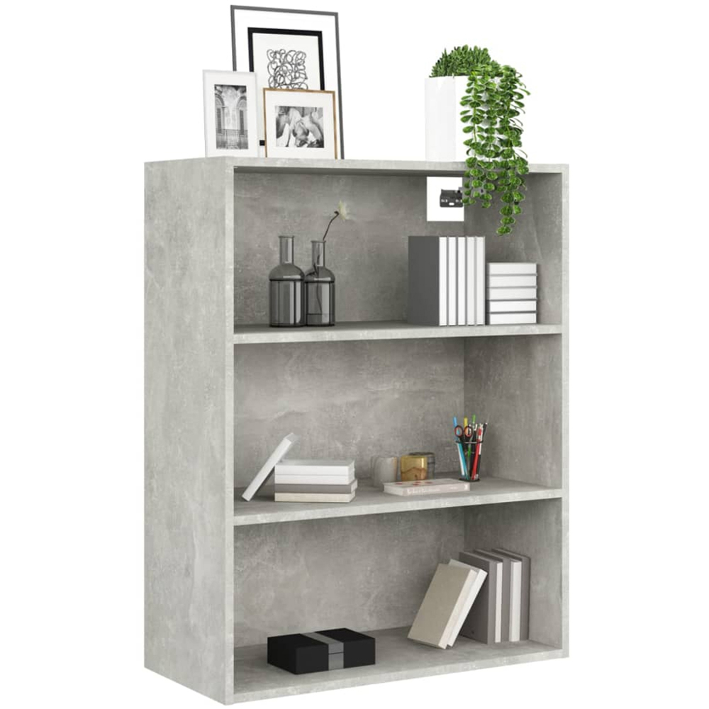 vidaXL 3 Open Shelf Concrete Grey Hanging Wall Cabinet Image 3