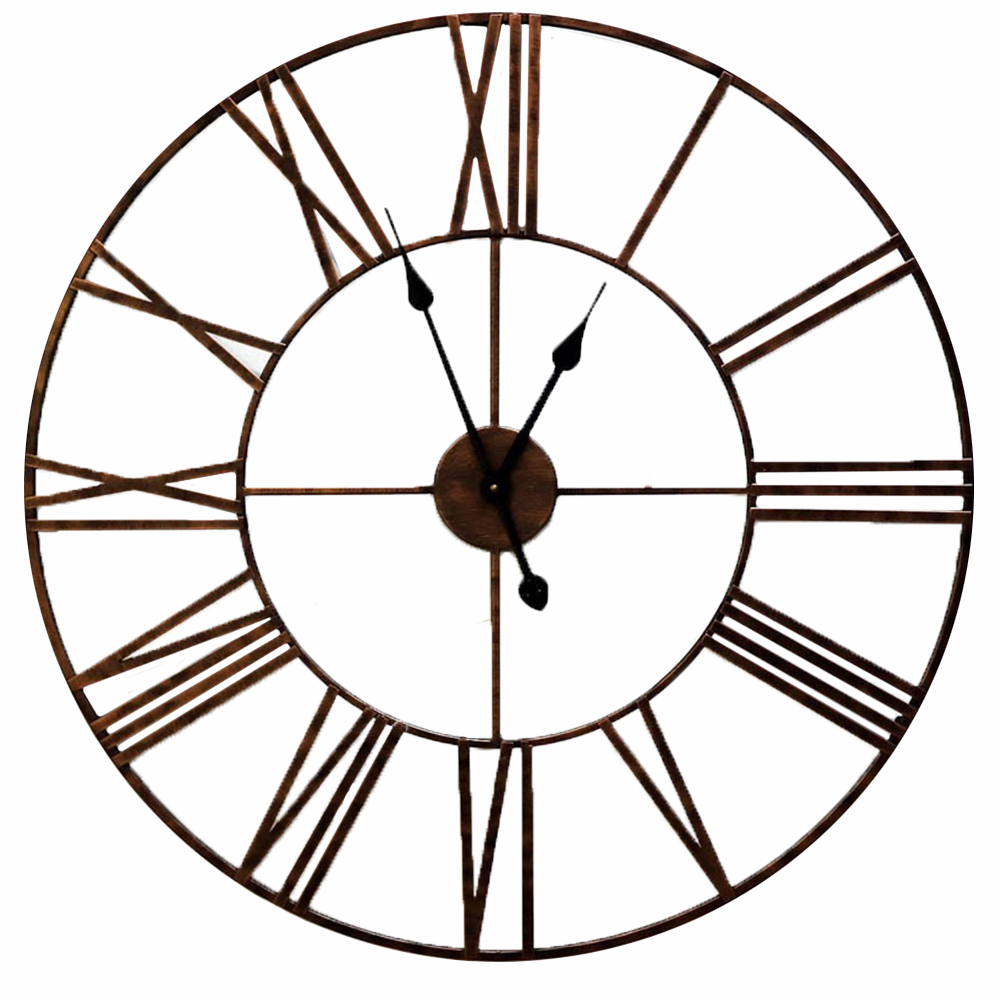 WALPLUS Classic Rustic Copper Vintage Roman Number Wall Clock 73cm Image 1