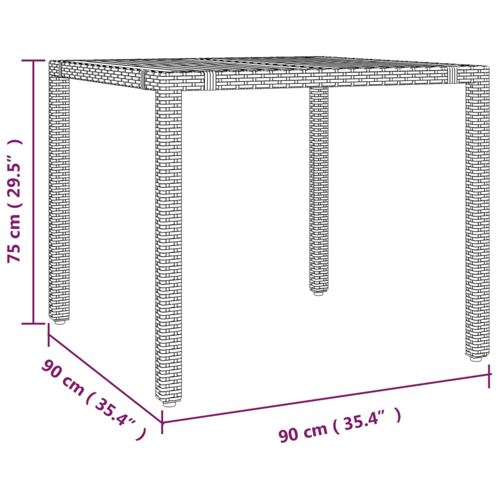 vidaXL 2 Seater Grey Polyrattan and Wooden Tabletop Garden Table Image 6