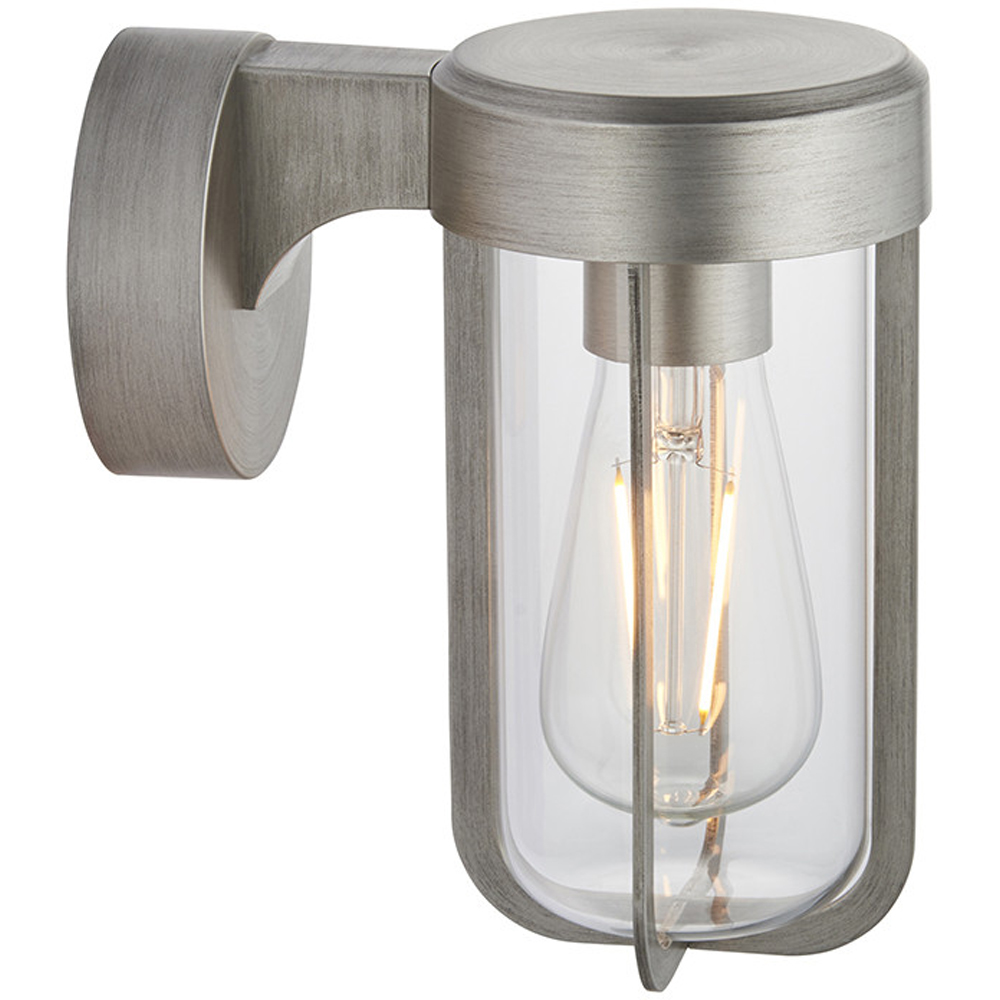 Merano Benevento Clear Glass Shade Brushed Silver Outdoor Wall Lamp Image 1