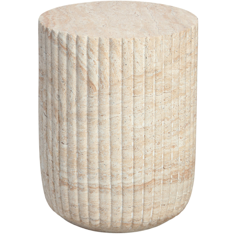 Desser Pisa Ribbed Travertine Side Table Image 2