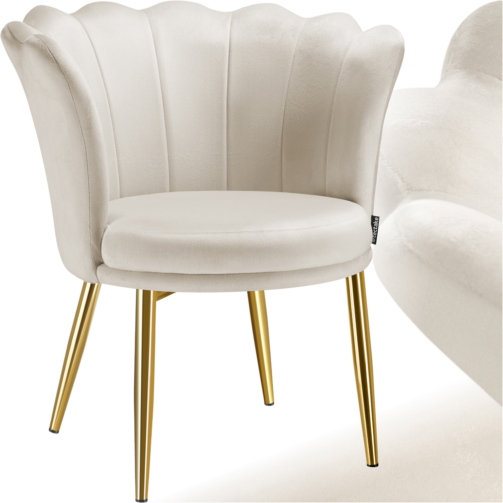 tectake Stella Cream and Gold Velvet Padded Armchair Image 2