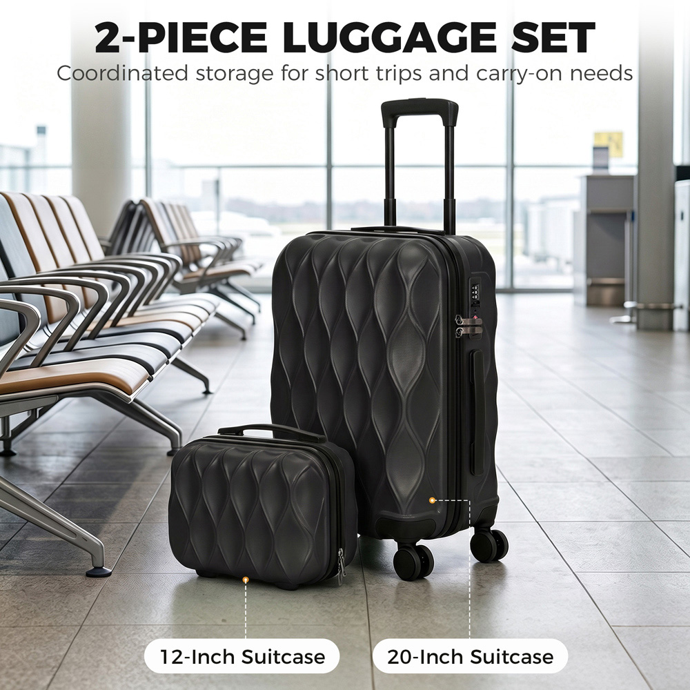 HOMCOM Set of 2 Black Hard Shell Luggage Suitcase with TSA Lock and USB Port Image 4