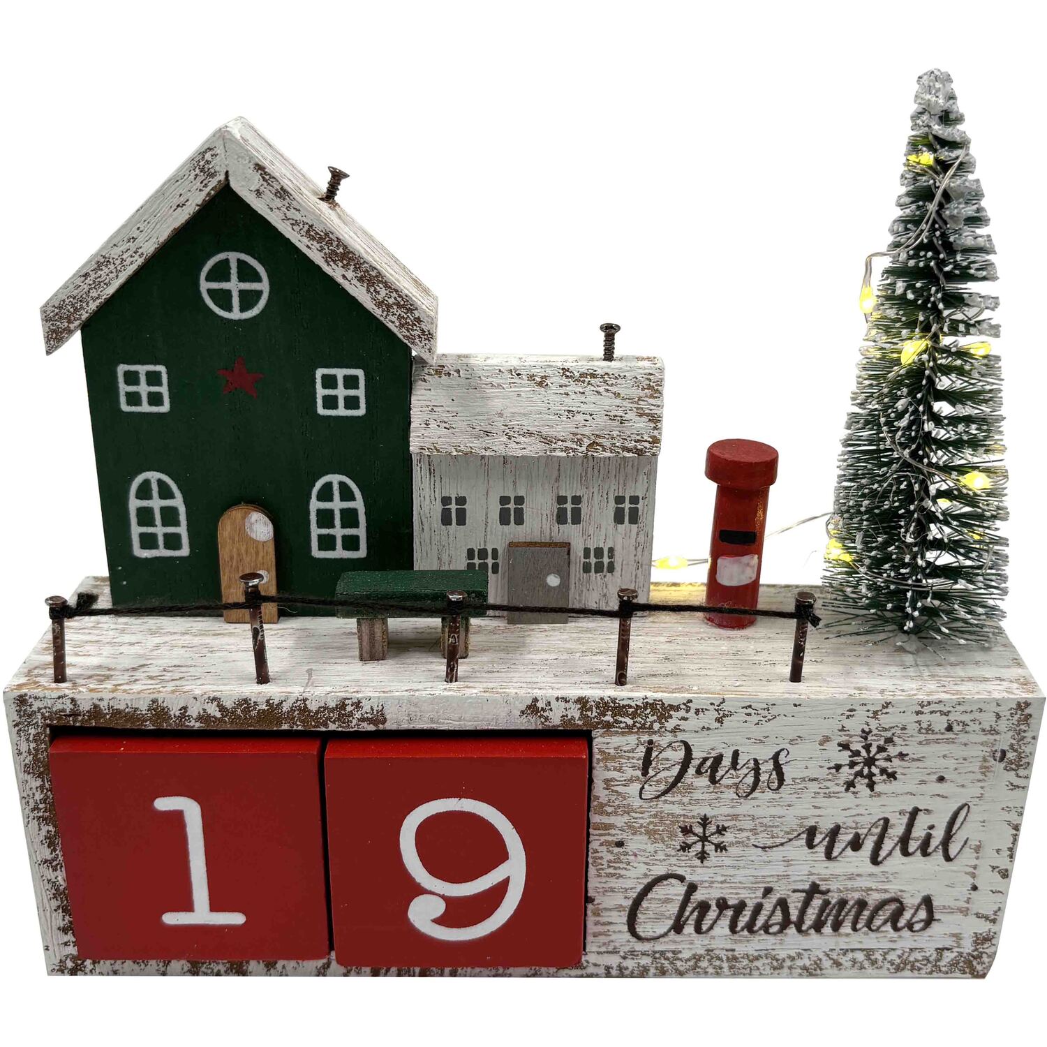 Days Until Xmas LED House Scene Advent Calendar - White Image 1