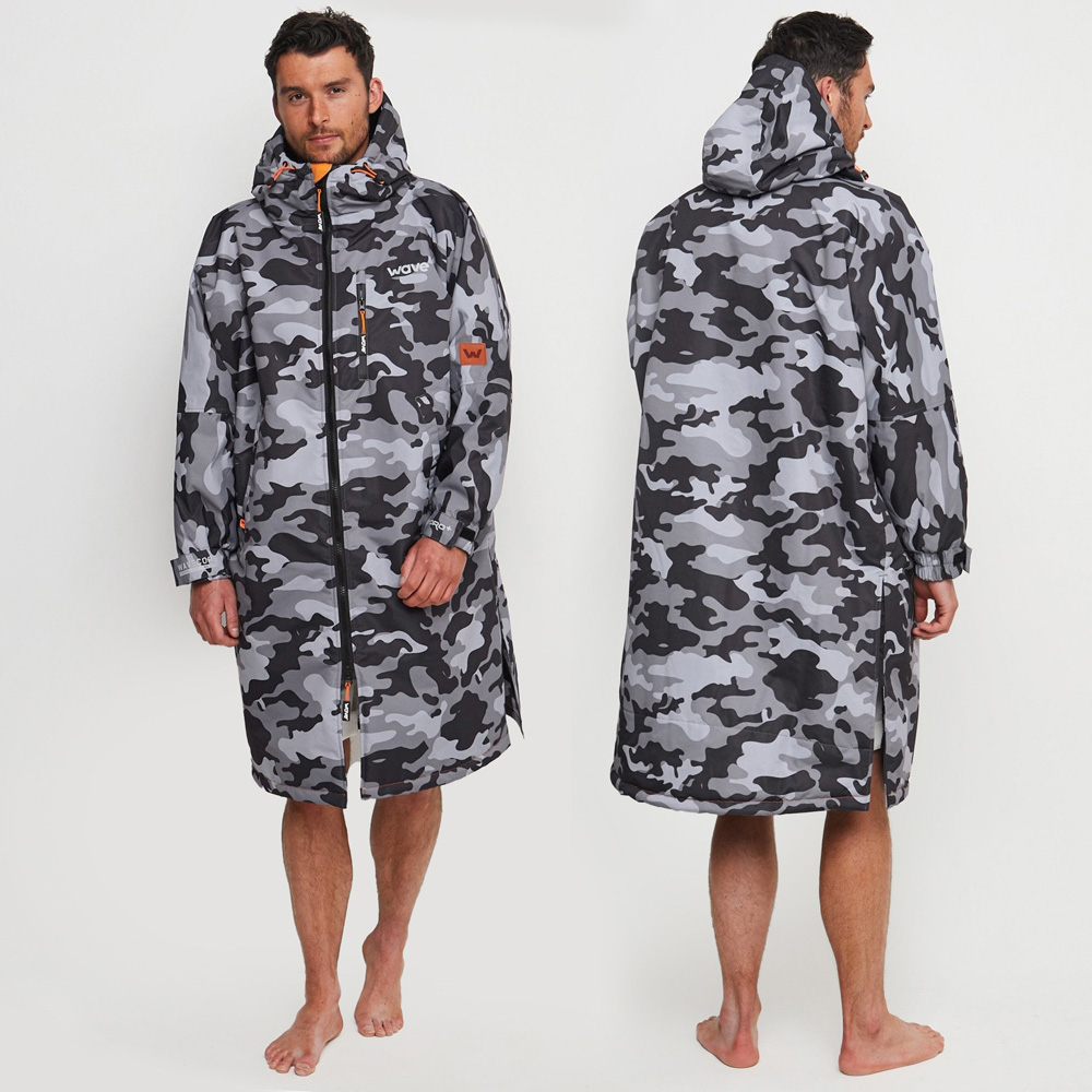 Wave Waterproof Grey Camouflage Fleece Lined Changing Robe Medium Image 7