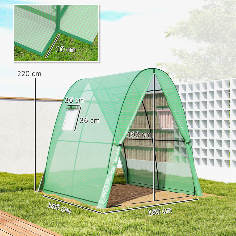 Outsunny 2 Door Green Portable 5.9 x 5.9ft Greenhouse Image 9